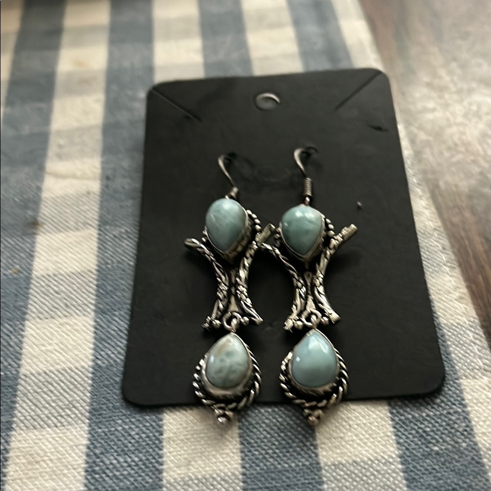 Elegant Silver and Blue Teardrop Earrings stamp 925